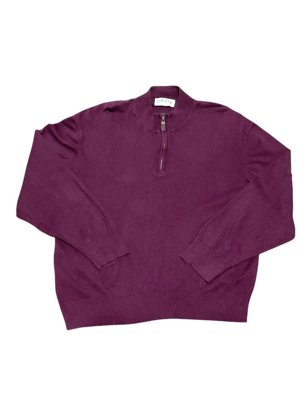 Orvis Burgundy 1/4-Zip Sweater Size XXL 70% Cotton 22% Silk 8% Cashmere Mens